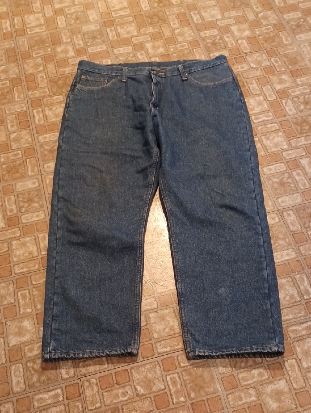 Wrangler Straight-Leg Dark Blue Denim Jeans Flannel Lined